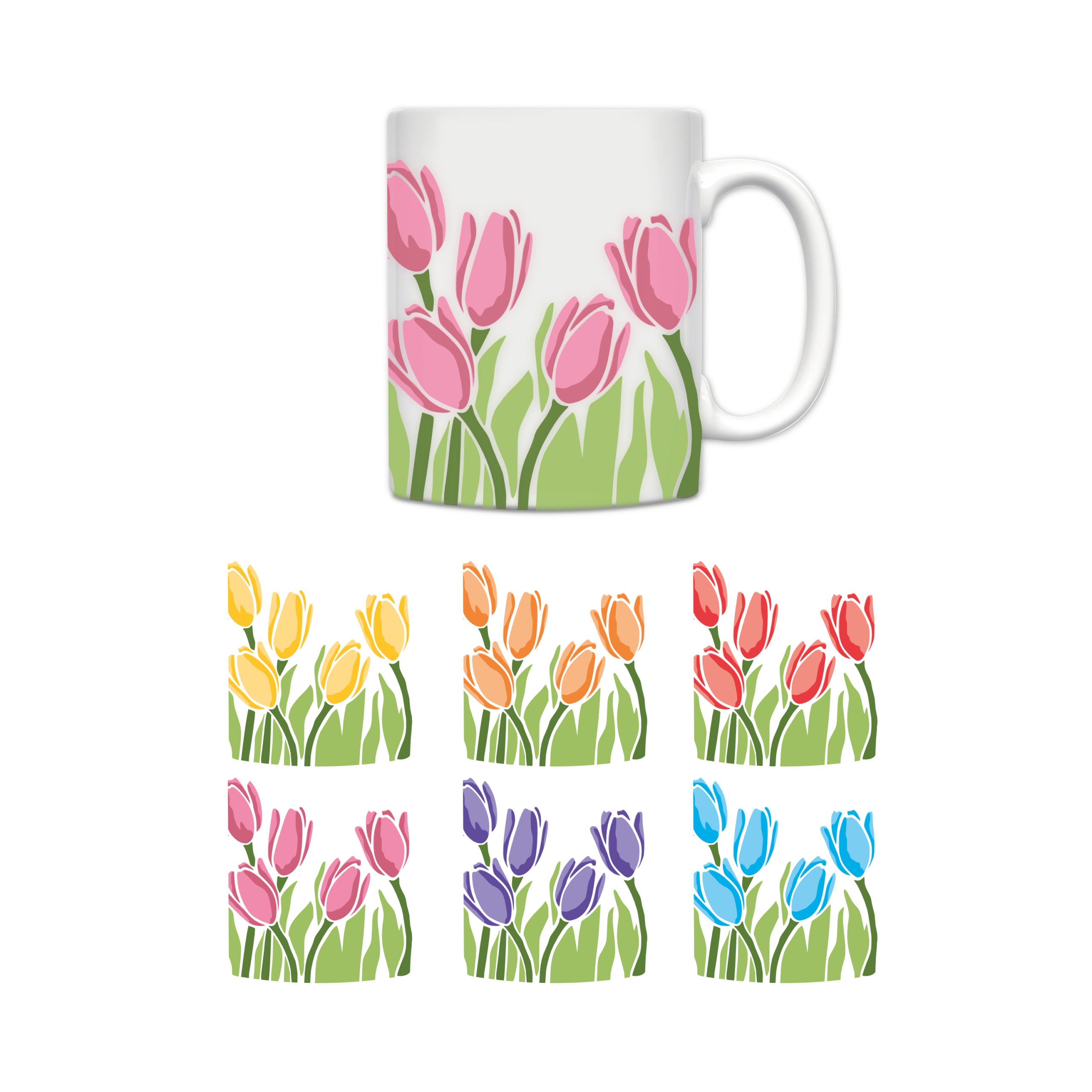 UV Sticker Mug – Tulips Design (11 oz)