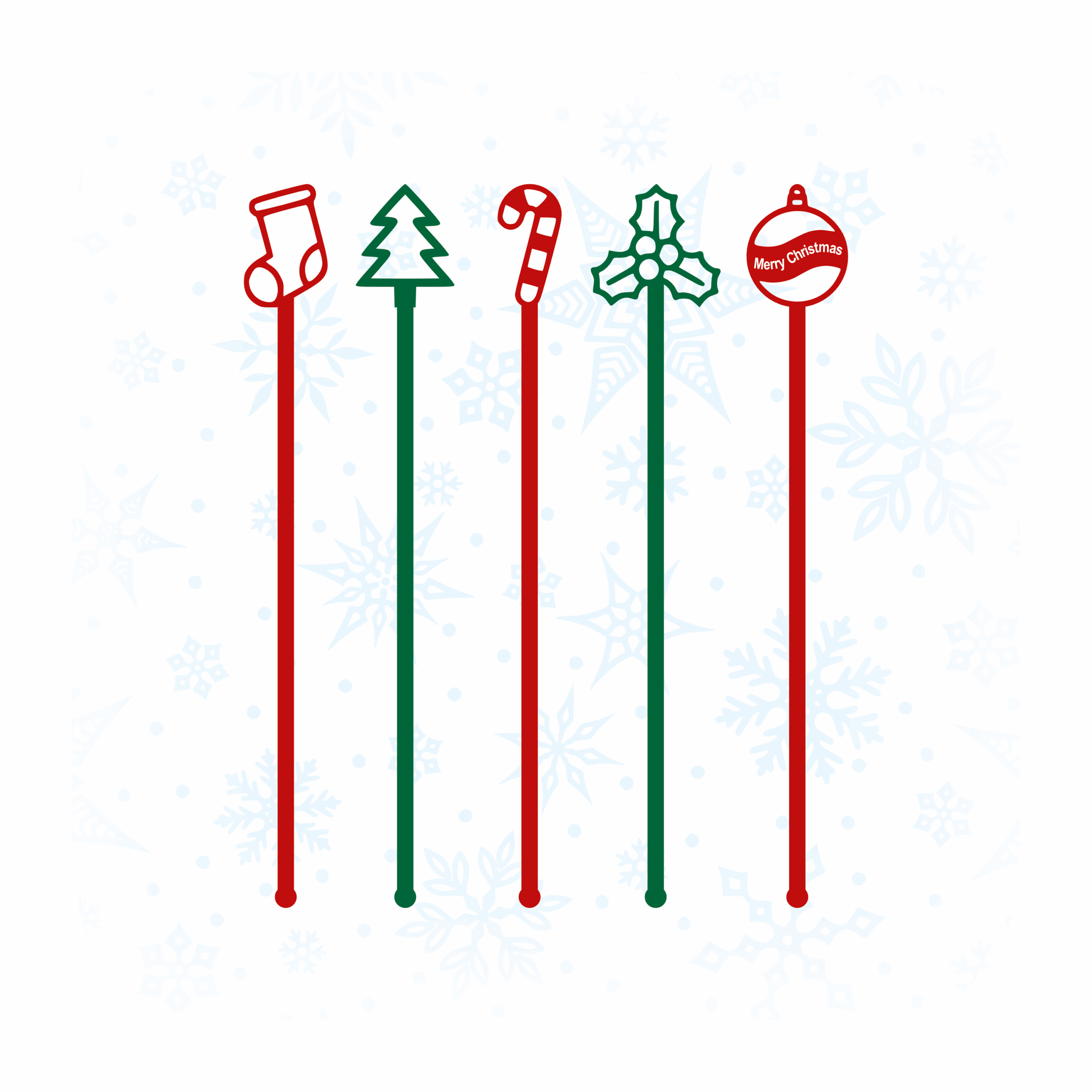 Festive Christmas Acrylic Drink Stirrers