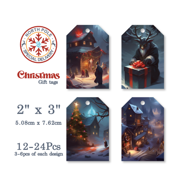 Reindeer Row Gift Tags – Christmas Theme (Pack of 12-24pcs)